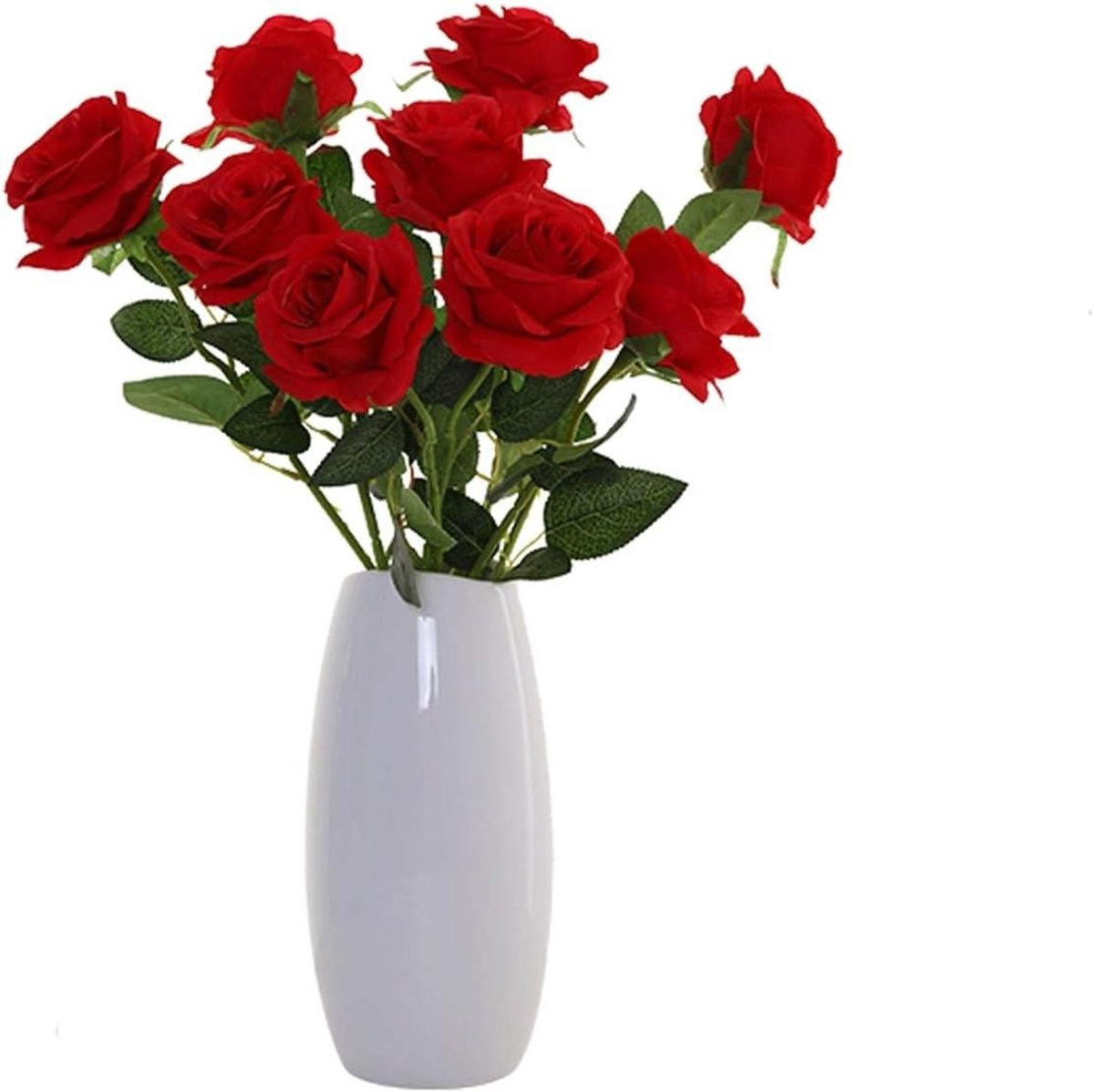 Realistisch boeket kunstbloemen met vaas in diverse kleuren