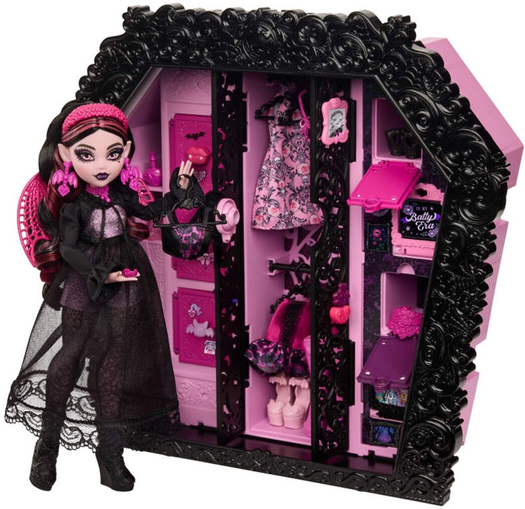 Monster Cable Muñeca MH Skulltimate Draculaura con más de 40 accesorios de moda, joyas y complementos.