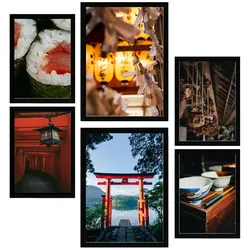 POSTER Set Mit 6 Japan Shushi Tokio & Zoll Vintage Töne A3 & A4 Schwarzer Rahmen