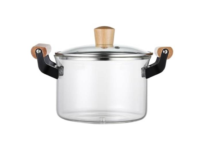 Glastopf mit Deckel, durchsichtiger Topf mit zwei Griffen Mikrowellengeeigneter Glas-Kochtopf, hitzebeständige Universal-Glastöpfe, durchsichtige Töpfe for Kochen von Supp(5.5L)
