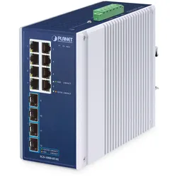 PLANET IGS-1000 Industrial Railmount Gigabit Switch, 8x RJ-45, 4x SFP+