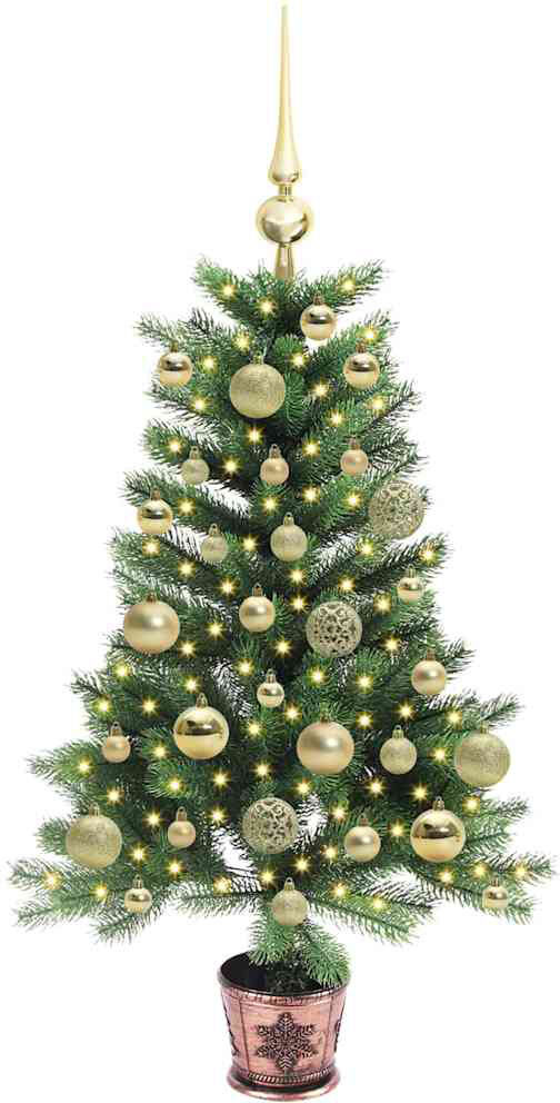 The Seasonal Aisle Christmas Tree with 150 LEDs with Stand PE Gold 2.95' H
