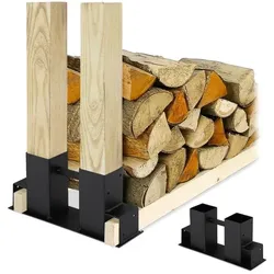 Relaxdays Holzstapelhilfe 2er Set Schwarz
