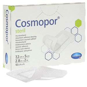 Hartmann Pflaster Cosmopor Steril, 10 Strips, steril, sensitiv, atmungsaktiv, 7,2 x 5cm