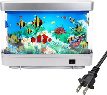 Inspire Essentials Ocean Aquarium Decorative Lamp Virtual Moving Fish Night Light us Plug