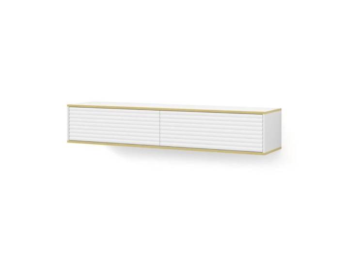 Meubles TV - AC-Déco - Meuble TV suspendu  Subi  - Blanc/Doré - L 180 cm