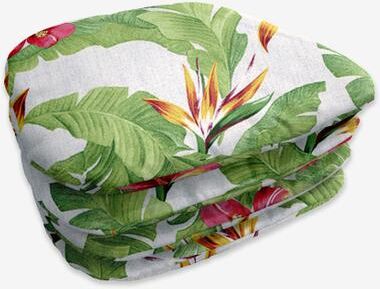 BH Outdoor Performance Set of 4 Stacking Chair Pads by BrylaneHome in Hibiscus Patio Cushion