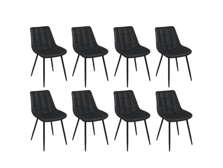 Lot de 8 Chaise de salle à manger - XJING - Noir - Hauteur de l'assise: 50cm - PU+ Métal