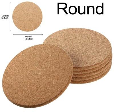 Combo Retail Shop Natural Round Wooden Pad, Durable Non Slip Cork Coaster, Tea Coffee Mug Drinks Holder For Table Decor, DIY Tableware round