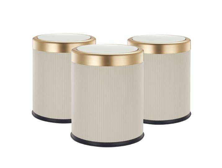 3 poubelles push plastique beige 8l