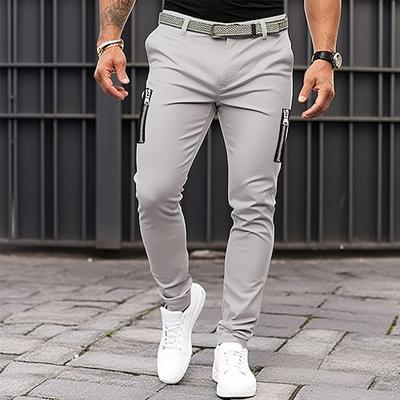 Herren Hose Hosen Chinesisch Chino Sommerhosen Freizeithose Zip Glatt Komfort Atmungsaktiv Casual Täglich Festtage Modisch Basic Schwarz Khaki
