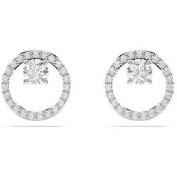 Swarovski Constella Ohrstecker, Rundschliff, Weiß, Rhodiniert