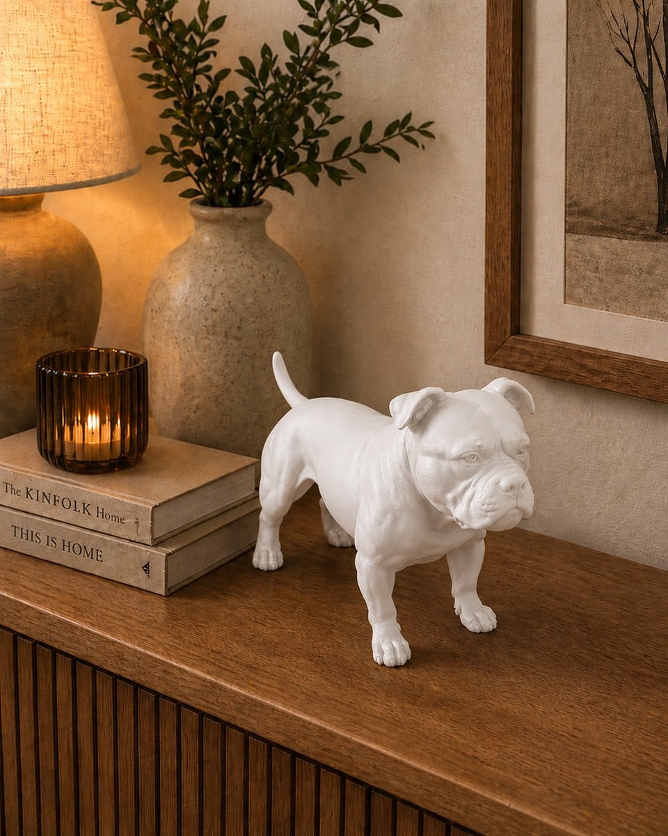 American Bully Hondenbeeldje - Decoratief 3D-geprint Beeldje - Wit
