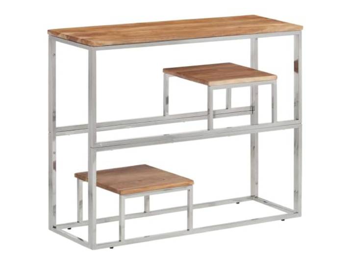 Heofavd Konsolentisch Akazie Massivholz Flurtisch Silber 90x30x70cm