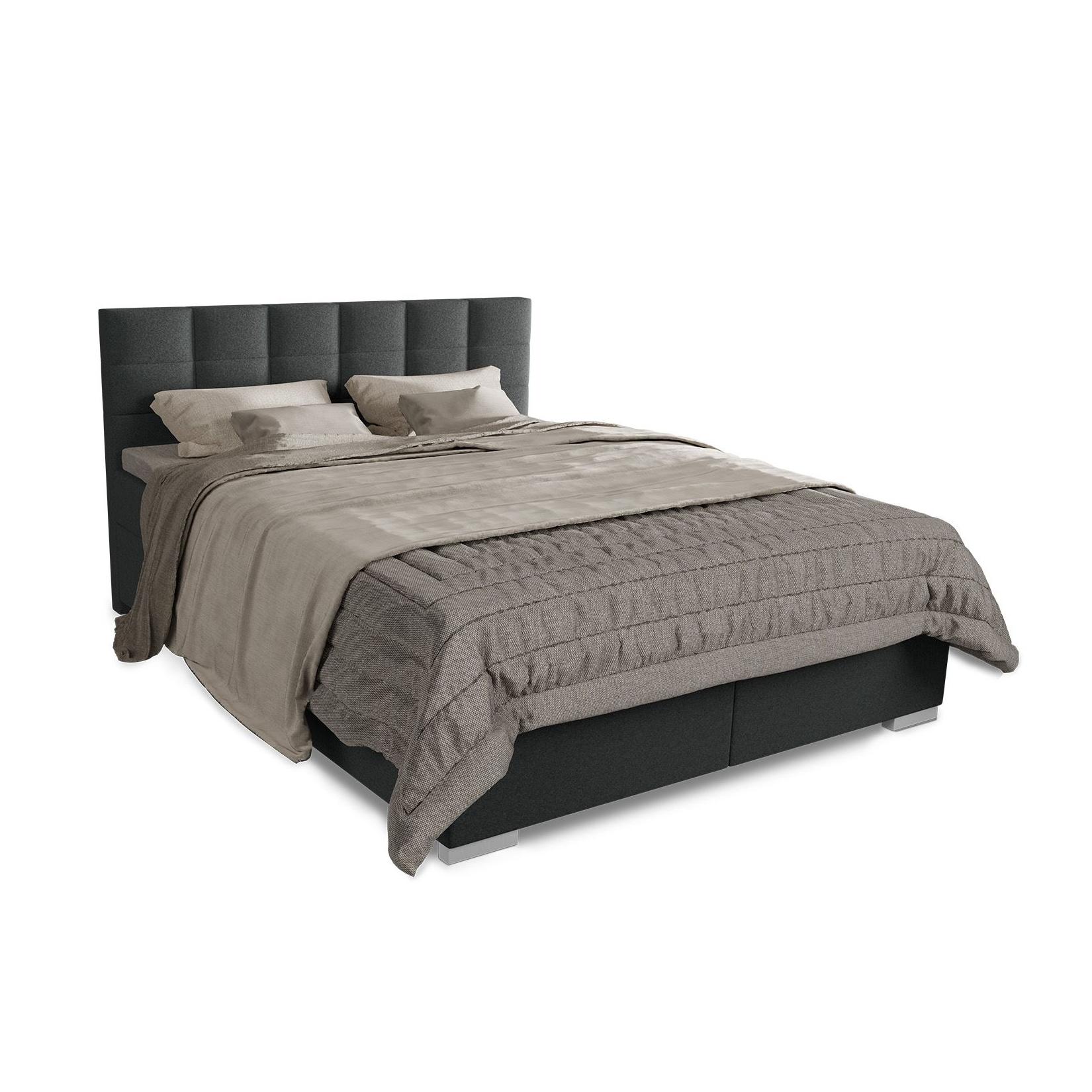 Juskys Boxspringbett Seattle 180x200cm - weicher Malmo-Stoff, komfortable Einstiegshöhe - Dunkelgrau
