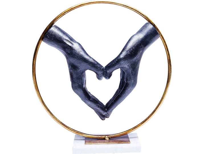Dekoobjekt KARE DESIGN Deko Objekt Elements Heart Hand 33cm , gold (goldfarben), B:31,5cm H:33,5cm T:10,5cm, Polyresin, Dekofiguren, Dekoobjekt