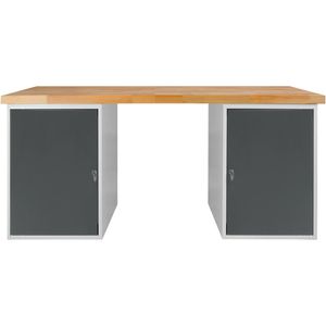 ADB Werkbank Profi 1500, 42696, anthrazit, mit 2 Türen, 150 x 85 x 75 cm