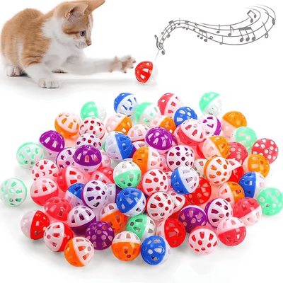 Inspire Curations JingleChase Cat Play Balls With Bell Interactive Chase & Pounce Toy Set rd 100pcs