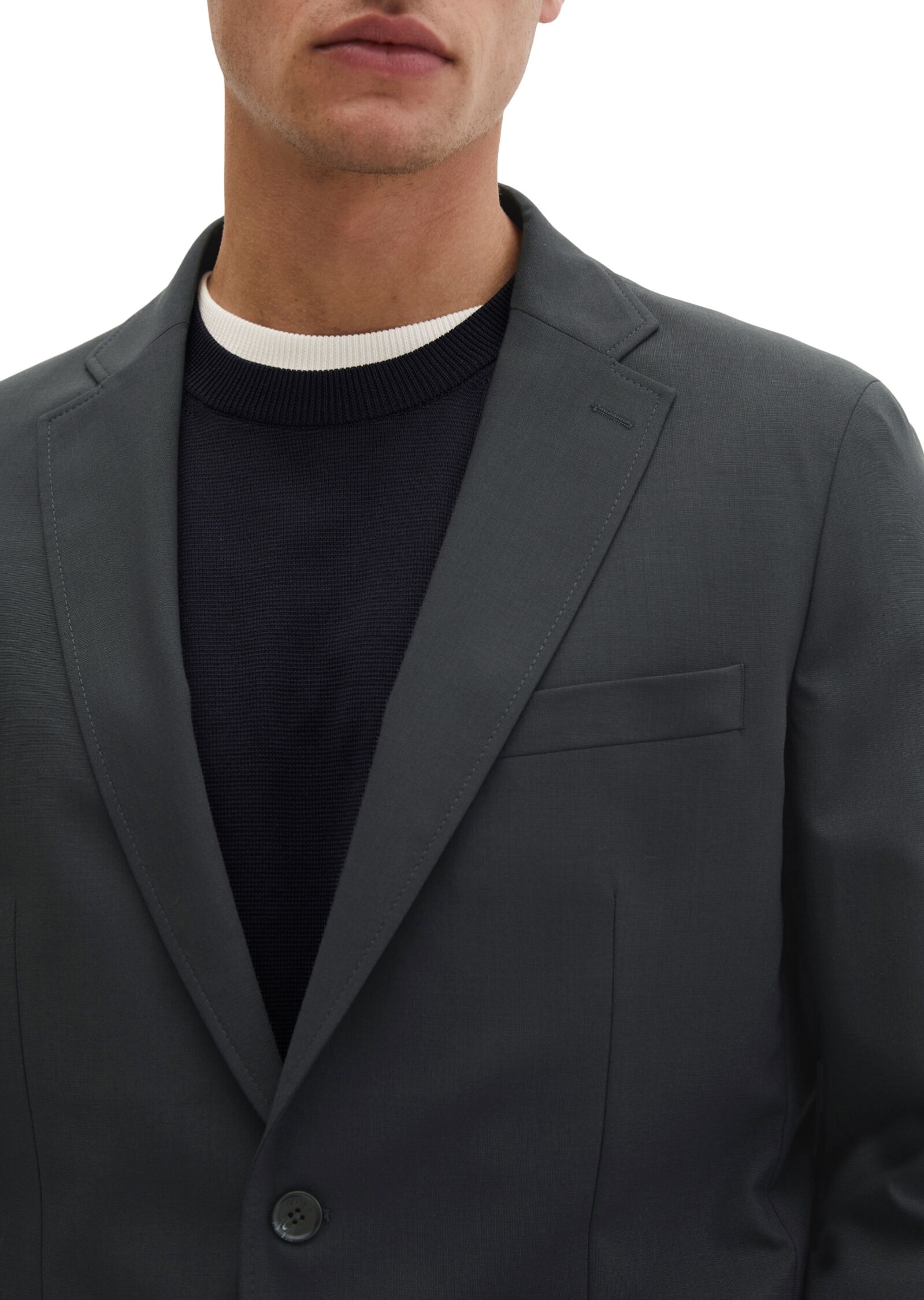Marc O' Polo Sakko MARC O'POLO "DFB Travel Collection", Herren, Gr. 58, schwarz (deep night blau), Web, Obermaterial: 53% Polyester, 44% Schurwolle, 3% Elasthan, tailliert normal, Sakkos Sakko, aus leichtem Tech Wool Blend deep night blau 58