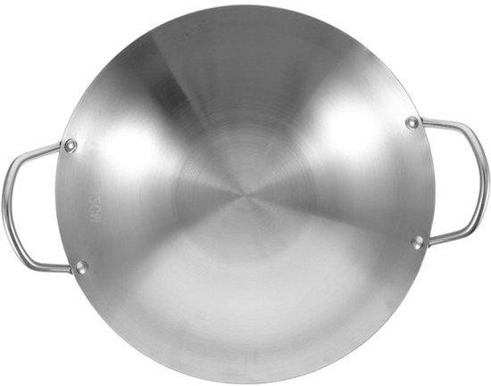 WAN Roestvrijstalen Wok met dubbele handgrepen - 30 cm - Zilverkleurig