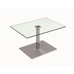 FUNKTIONSTISCH höhenverstellbar Carly 90 x 60 x 47-65 Couchtisch Glas/Perlsilber/Edelstahl