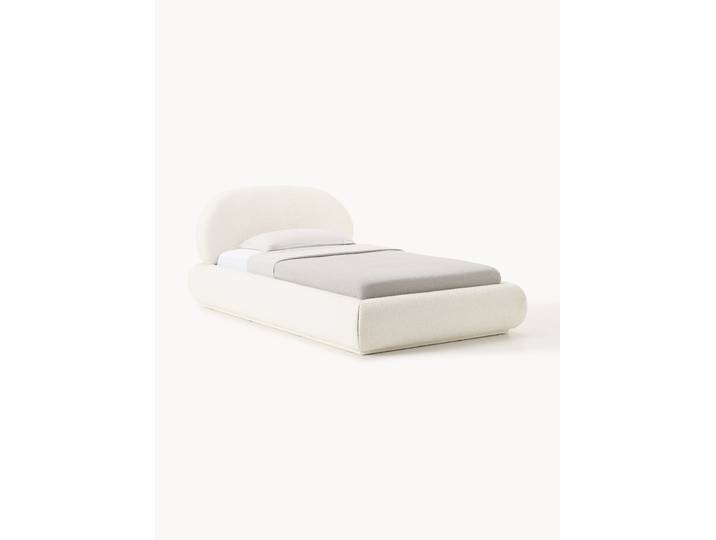 Bouclé-Polster-Einzelbett Alba mit Stauraum