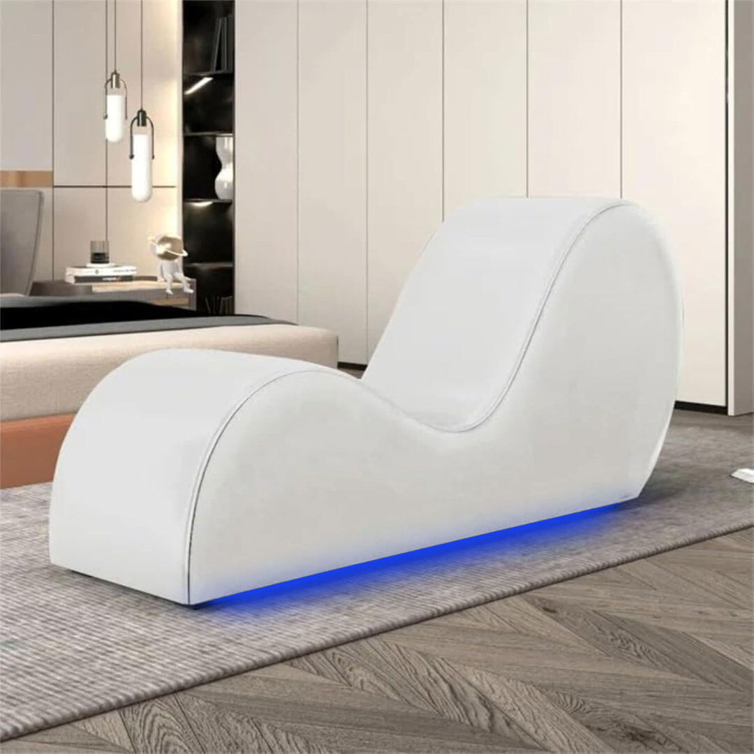 Louis Donne Faux Leather Chaise Lounge White 74cm H X 49cm W X 74cm L