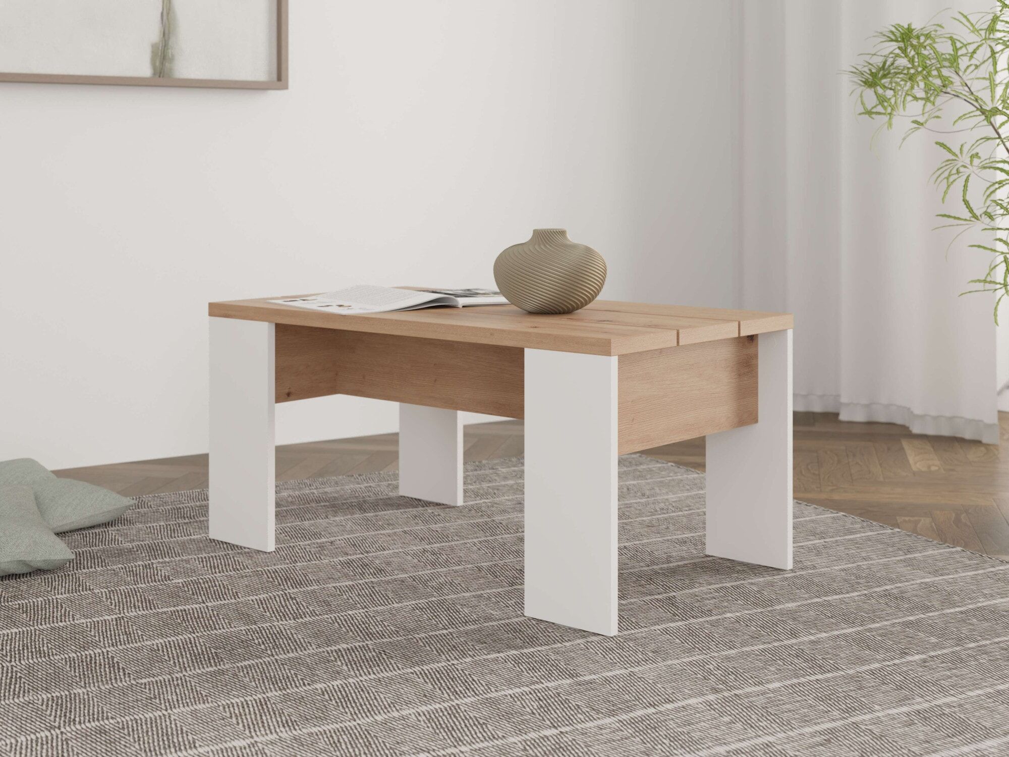 Couchtisch HOME AFFAIRE "Montese, Wohnzimmertisch, Sofatisch, Beistelltisch, Kaffeetisch", braun (opaque weiß, artisan eiche, weiß, artisan eiche, artisan eiche), B:90cm H:42,5cm T:50cm, Tische, Couchtisch, Moderner Couchtisch: 3 Grössen, 4 Farben – ideal