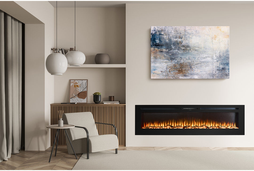 Orlando Adam Black Electric Fireplace Insert Black 50" H x 183" W x 12" D