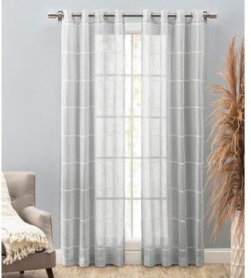 Ricardo Trading Horizon Stripe Premium Sheer Textured Semi-Sheer Grommet Curtain Panel