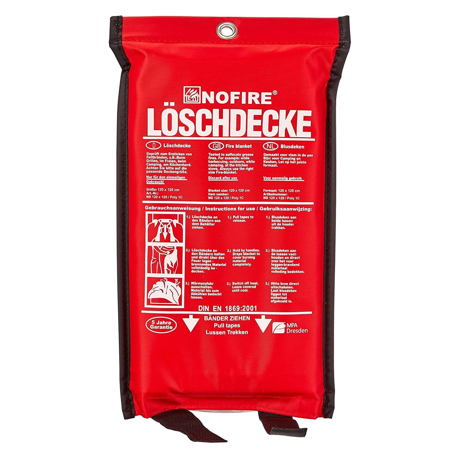 Nofire Löschdecke 120x120cm im Polybag (A, B, F) (NO 120 X120 POLY/1C)
