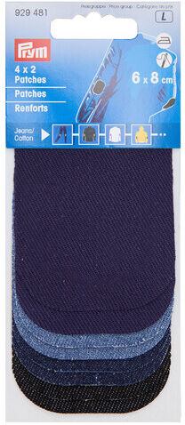 Prym Jeans-Patches Mini, Größe: 8 x 6 cm, Farbe: jeans/dunkelblau/marine, Inhalt: 4 Paar