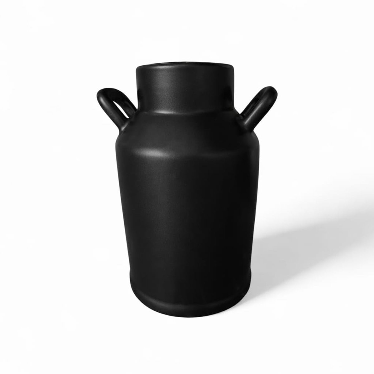 Boeren vaas melkbus Boerenleven - Zwart metallic - Keramiek