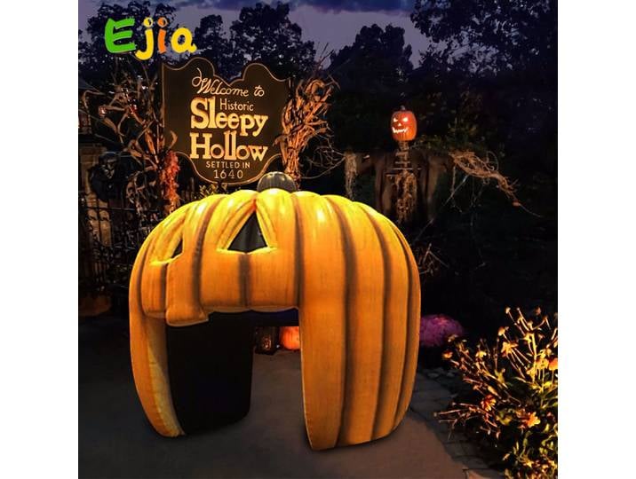 Stock 10/13ft grand diable sourire gonflable citrouille tente artificielle citrouilles arc Tunnel pour Halloween décoration événement extérieur