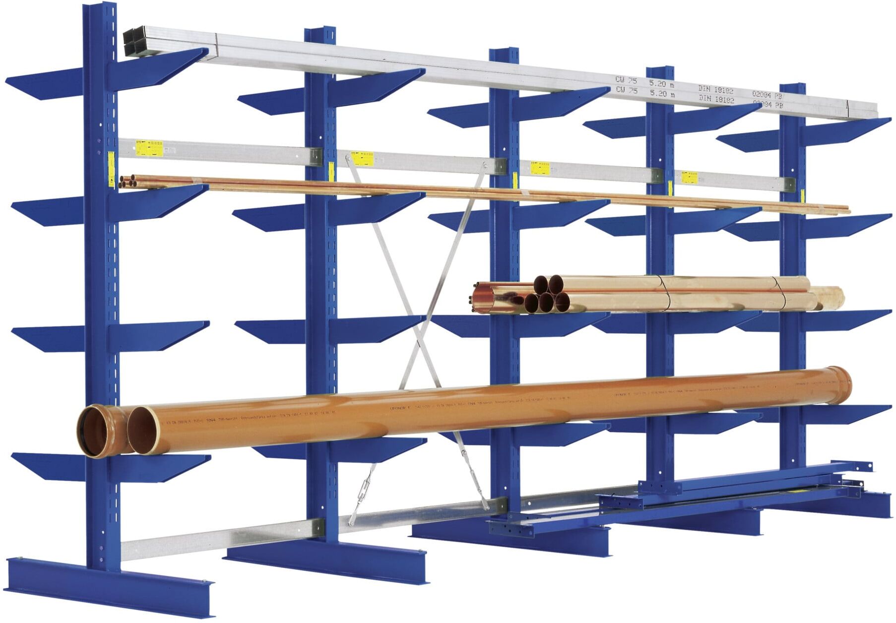 Bito Kragarmregal Set / NT500 IPE140 TypS H2500xL2576xT1140 mm 3 Ständer, doppelseitig enzianblau (18008)