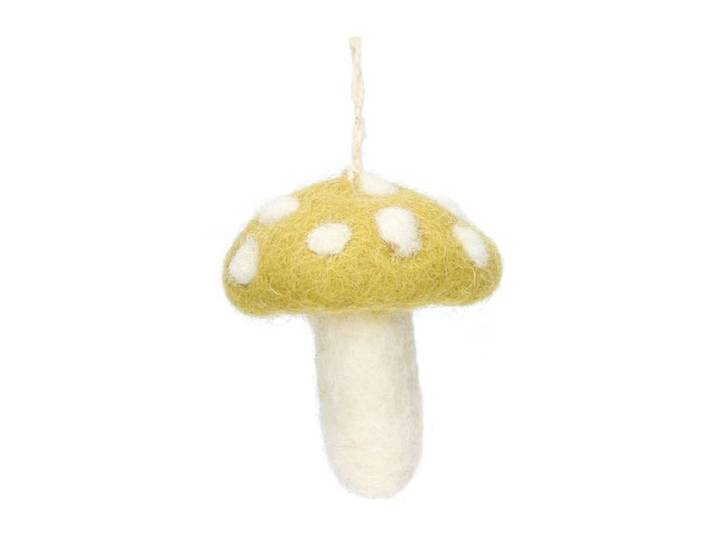 Hanger paddenstoel, vilt, groen met witte stippen