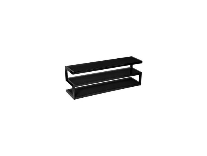 Meuble TV - NorStone - Esse 140 - Noir Satiné - Verres Noirs - Supporte 80 kg