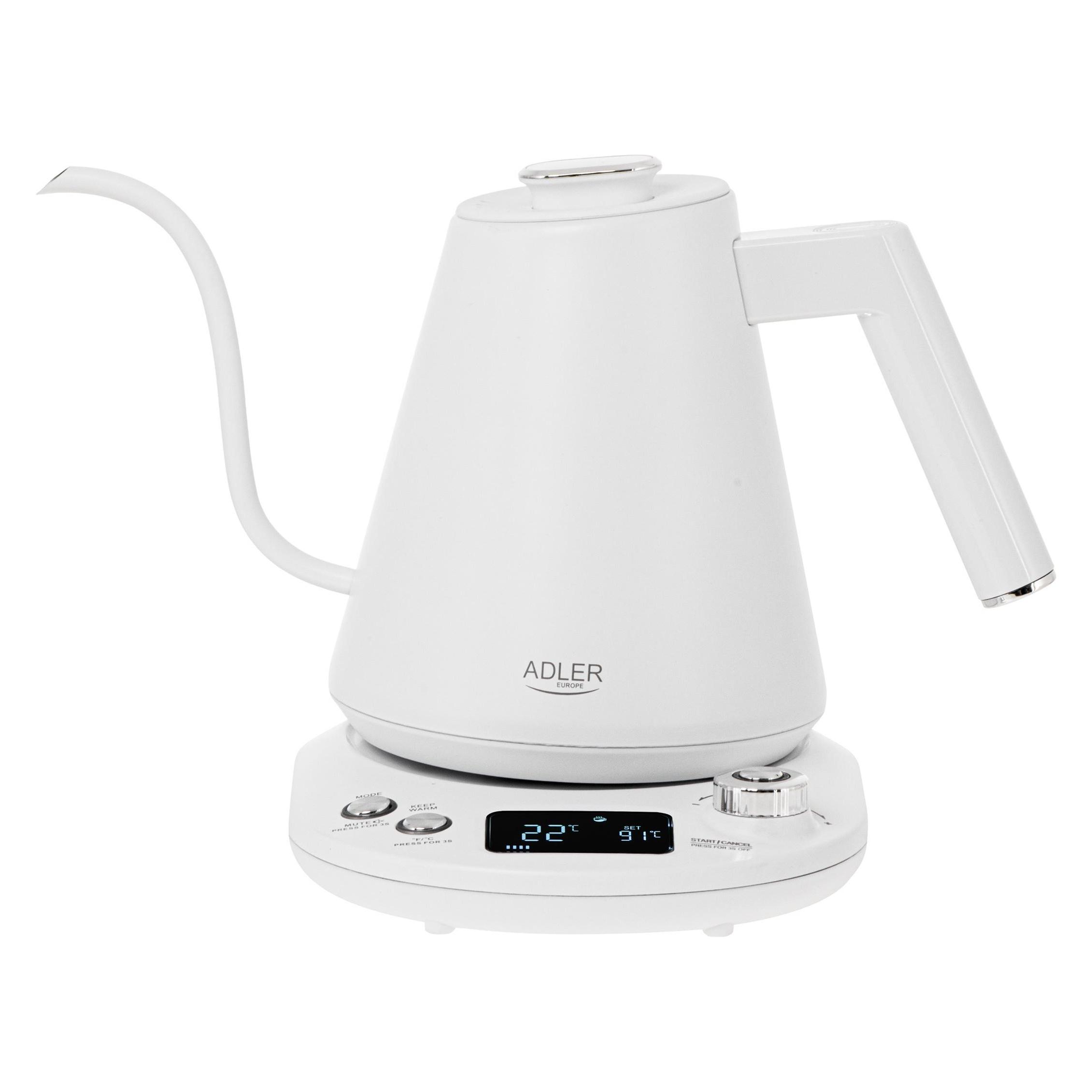 Adler AD 1349w Electric kettle with long spout, 1 L, White (1 l) (AD 1349w)