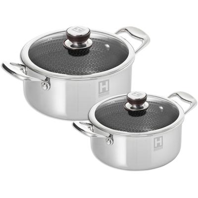 Topf-Set HENSSLERS, silber, Töpfe, 3-Schicht Material mit Wabenstruktur, Induktion, 2,8L und 5,0L
