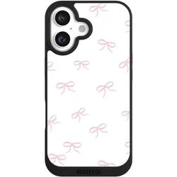 Nivocase Handyhülle für Apple iPhone 16 Hülle NIVOpure Case Schwarz Muster Schleife Schleifen (Apple iPhone 16), Smartphone Hülle, Schwarz
