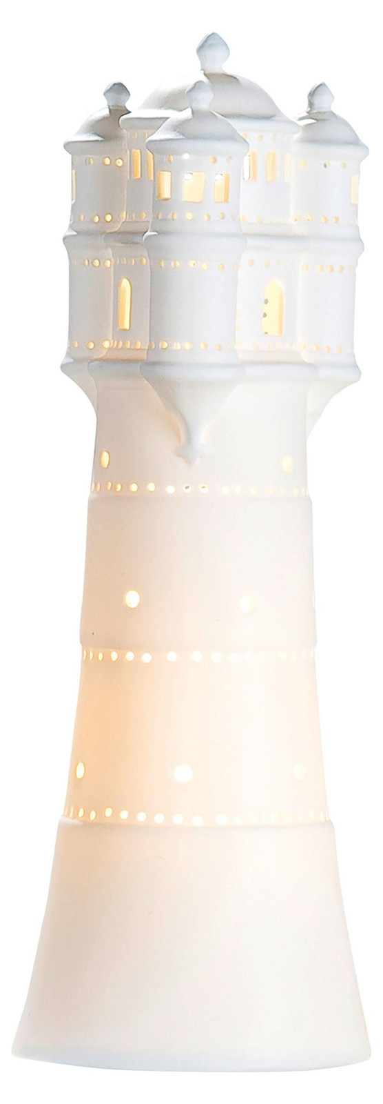 Gilde Tafelverlichting Leuchtturm Porselein Wit H 35 cm D 12 cm