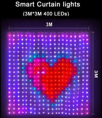 Uplift Picks Smart RGB Curtain LED Lights With App Control And Music Sync 3x3 M Leds uk Plug