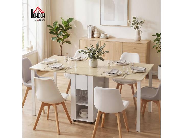 HOMCOM Table Pliante 6 Personnes 168cm avec Tiroirs Rangement