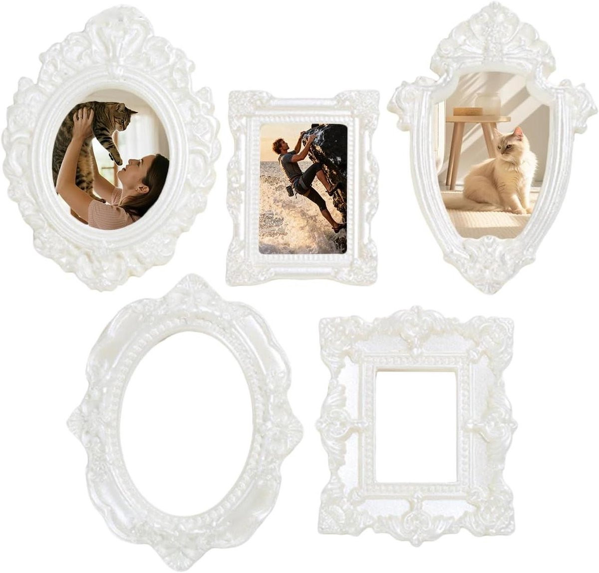 Set van 5 Miniatuur Fotolijsten in Antieke Vintage Stijl - Hars Decoratie Sieraden