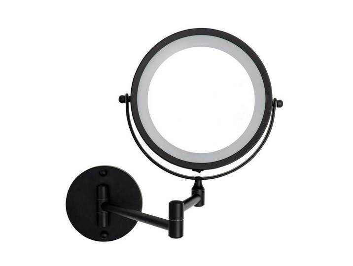 Sadena Schminkspiegel, Schwarz, Metall, Glas, rund, Spiegel, Schminkspiegel