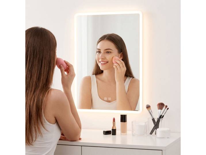 Miroir Salle de Bain Intelligent avec Éclairage LED - Buée 60x80 cm – Enceintes Bluetooth Intégrées - Montage Mural