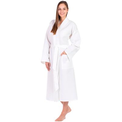 Unisex-Bademantel FRAMSOHN FROTTIER "leger geschnitten, hergestellt in Österreich" Gr. S, weiß, L:120cm, Waffelpiqué, Hausmäntel, Unisex Waffelpiqué