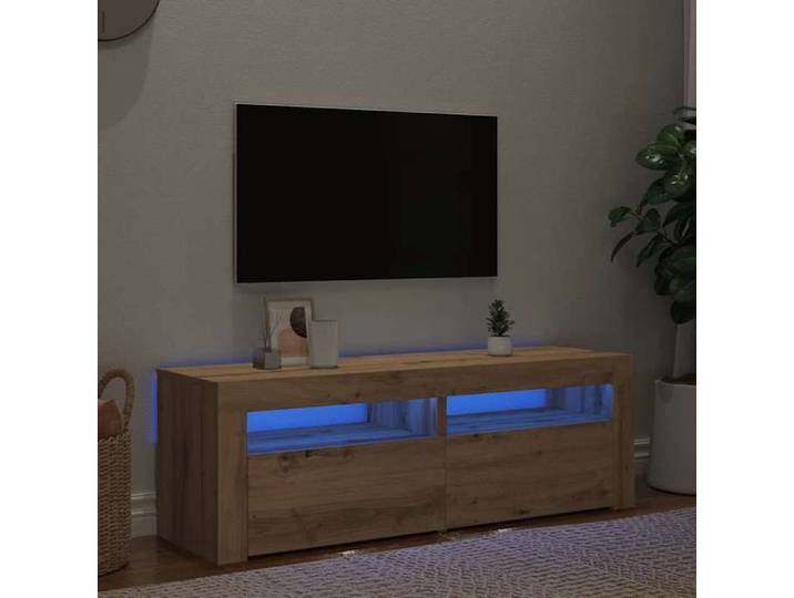 Meuble TV avec lumières LED chêne artisanal bois d'ingénierie support TV meuble multimédia console TV meuble 856314