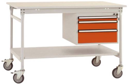 Manuflex BB5381.2001 Komplett-Beistelltisch BASIS mobil mit Melamin-Platte + Gehäuse-Unterbau, BxTxH: 1500 x 800 x 850mm