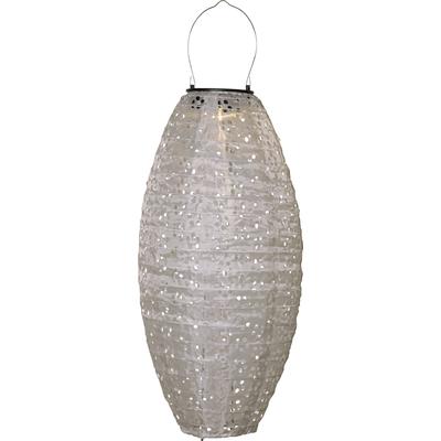 LED Solarleuchte "Solar Dekoration Festa", silber (beige), B:20cm H:40cm L:20cm T:20cm Ø:20cm, PARFORCE TRADITIONAL HUNTING, Leuchten, Solar, Dämmerungssensor, Lochmuster mit Schatteneffekt